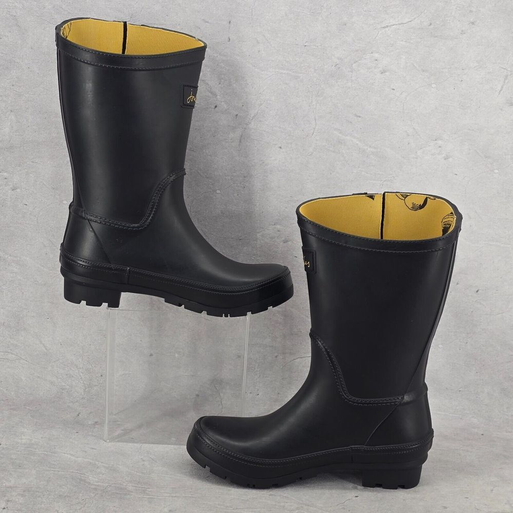 New Joules Rain Boots Mid Calf Rosalind Black‎ Boots Size US: 5 UK: 3 - Picture 9 of 14